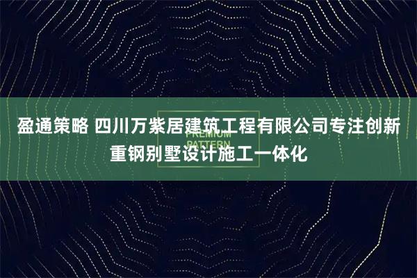 盈通策略 四川万紫居建筑工程有限公司专注创新重钢别墅设计施工一体化